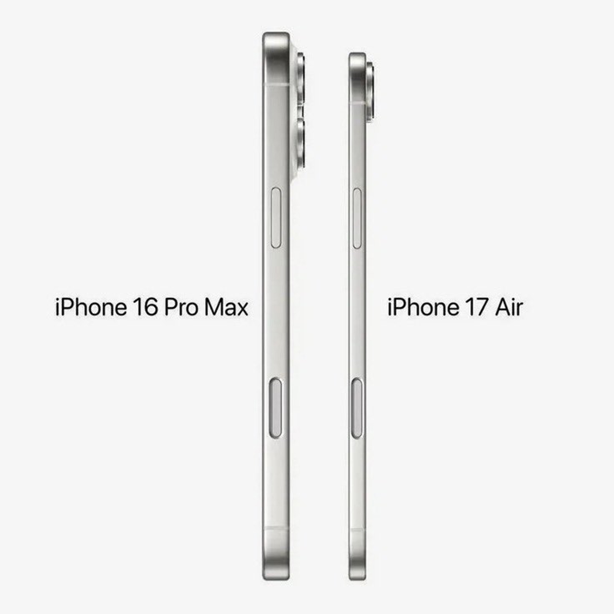 Сравнение iPhone 17 Air с iPhone 16 Pro Max. Источник: Eyaaaad / X