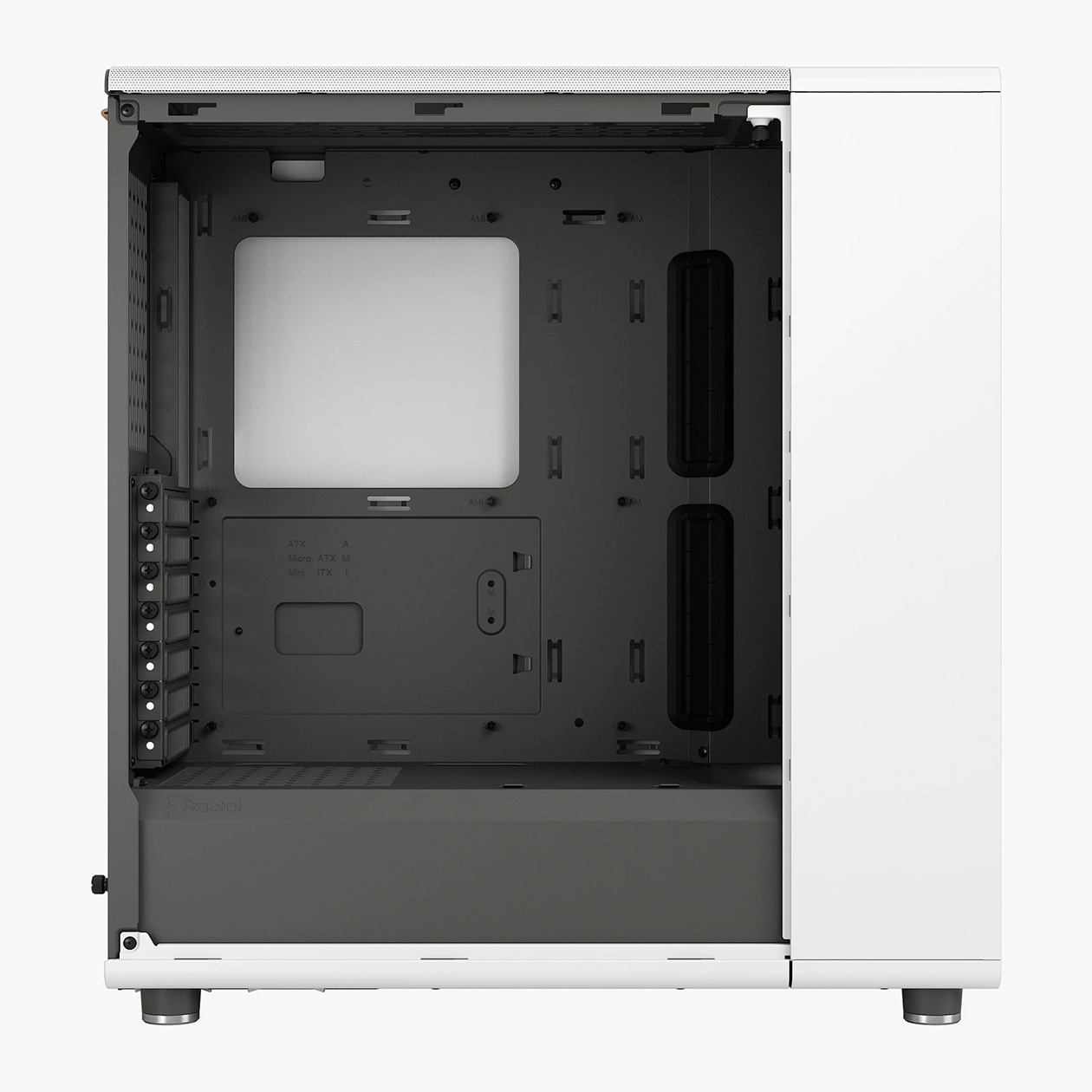 Корпус North от Fractal Design. В него поместятся материнские платы Mini⁠-⁠ITX, microATX и ATX. Это написано прямо на корпусе и в характеристиках — ошибиться с выбором сложно