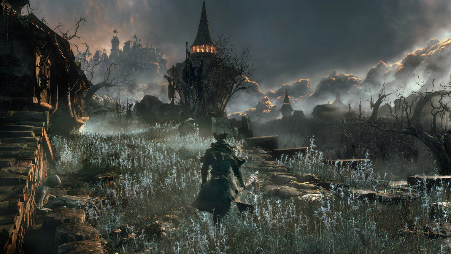 Bloodborne выглядит великолепно даже спустя девять лет после выхода. Во многом благодаря сочетанию стиля викторианской эпохи с эстетикой лавкрафтианства. Кадр: Sony Interactive Entertainment