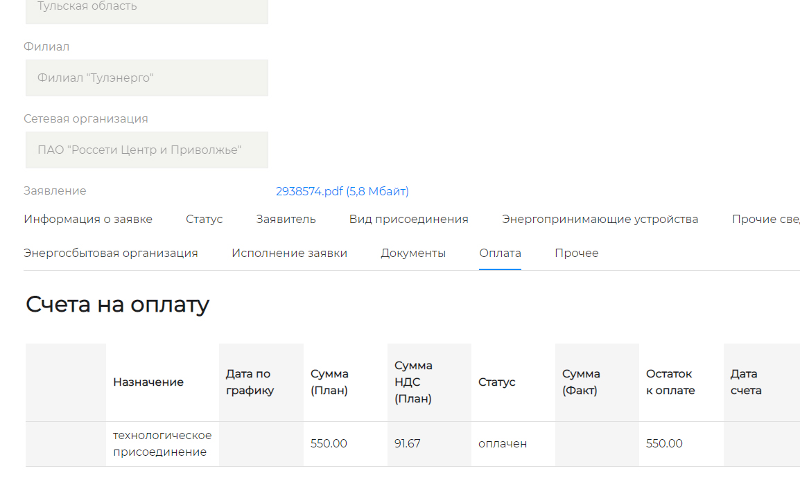 Плата за подключение электричества — 550 ₽. Но нам выставили еще счета «мимо портала»