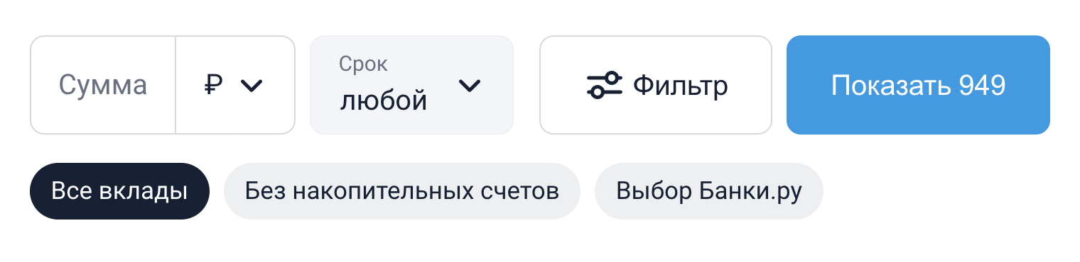 На сайте Банки.ру достаточно просто указать сумму вклада и срок. Источник: banki.ru