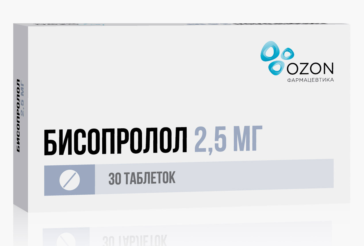 Стоимость 30 таблеток бисопролола в дозировке 2,5 мг начинается от 25 ₽