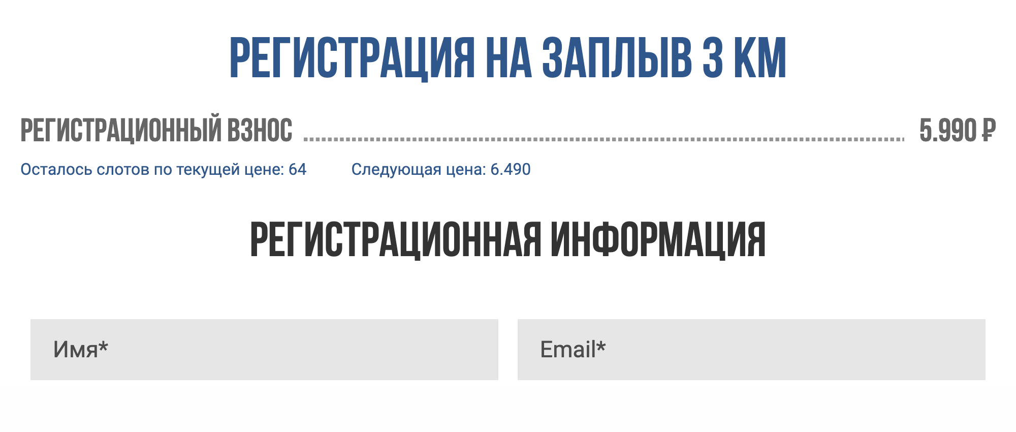 В начале 2022 года слот на следующий заплыв через Волгу, который пройдет 23⁠—⁠24 июля 2022 года, стоит 5990 ₽. Источник: X-Waters Volga