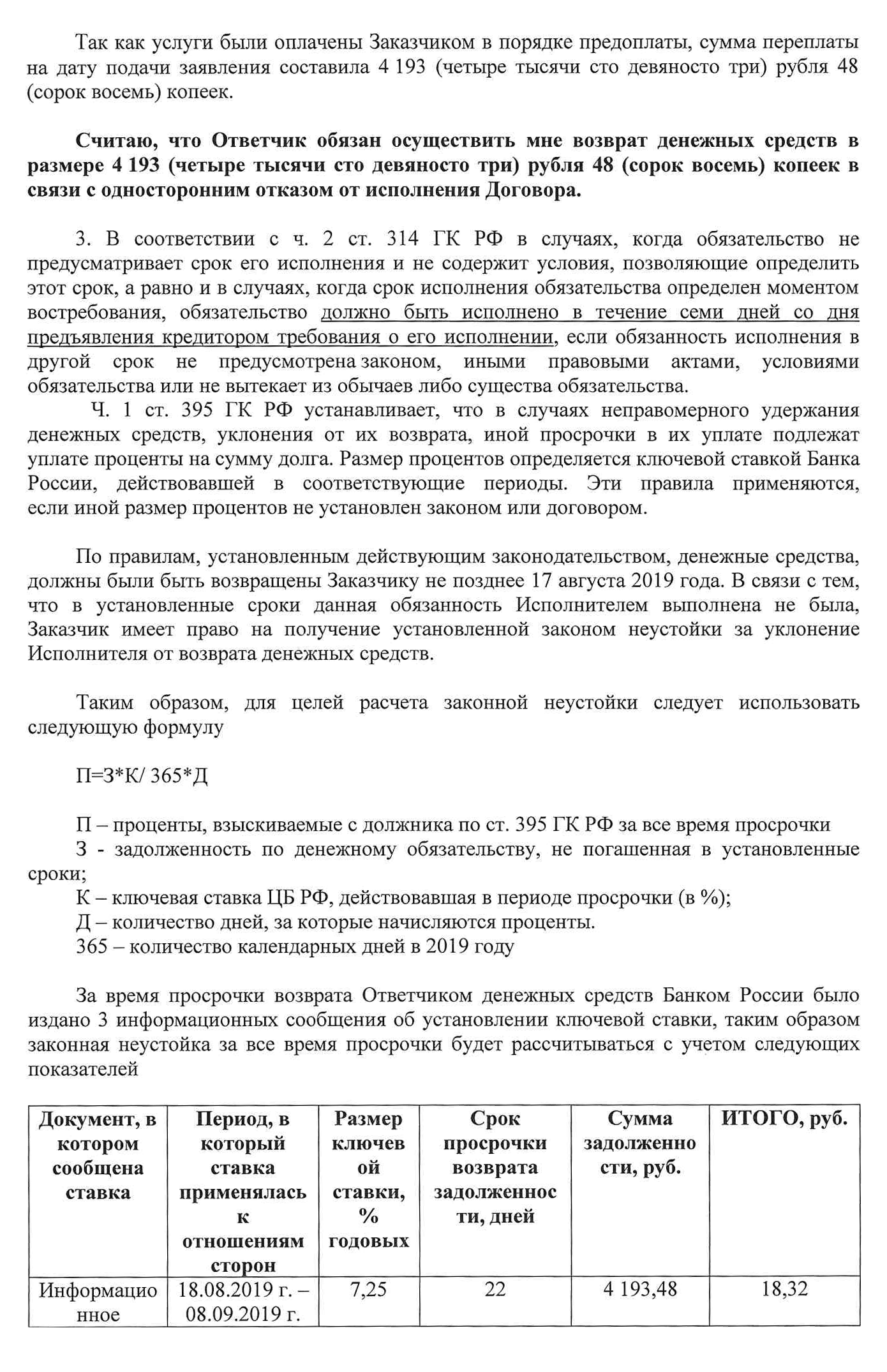 Когда начинаешь писать исковое заявление, остановиться трудно. В итоге мой иск занял шесть страниц, требования изложены на последней