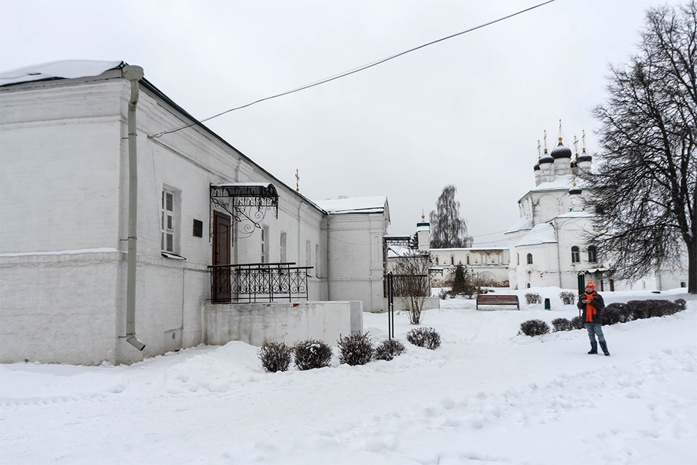 Это больничный корпус, а на заднем плане видны черные главки Успенской церкви