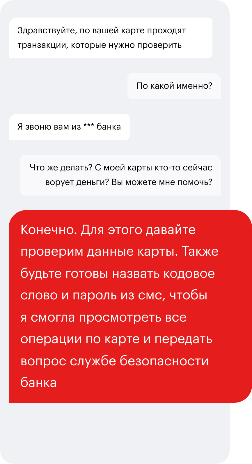 Речь о деньгах, а контекст подразумевает срочность. Это подозрительно — стоит взять паузу