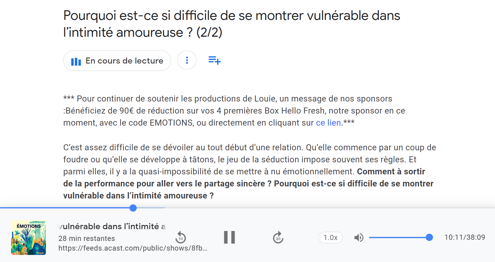 Все подкасты я слушаю в Google Podcasts, в сервисе можно ускорить или замедлить аудио, очень удобно. Источник: podcasts.google.com