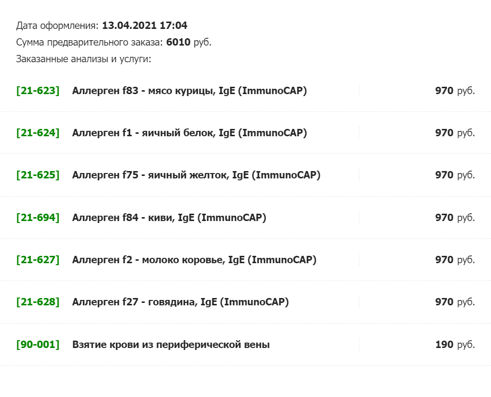 Первый анализ на аллергены