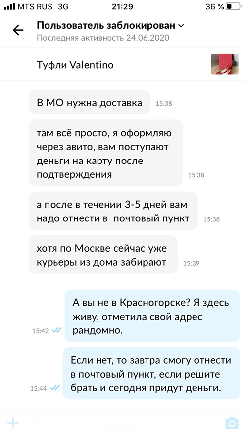 Сервис «Авито» удалил профиль Екатерины, когда я пожаловалась на нее в службу поддержки