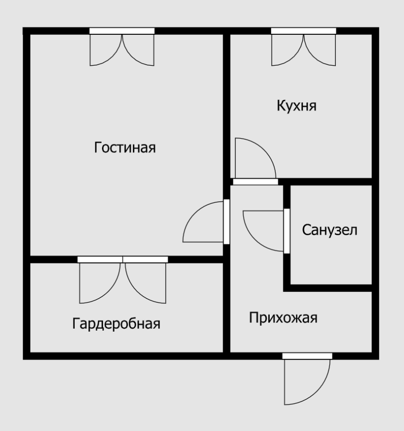 Гостиную и гардеробную сначала объединили, а потом разделили заново примерно пополам. Из-за этого спальня будет темной — естественного освещения в ней нет. Поэтому необходимо сделать светопрозрачную стену, предусмотреть окно или фрамугу под потолком