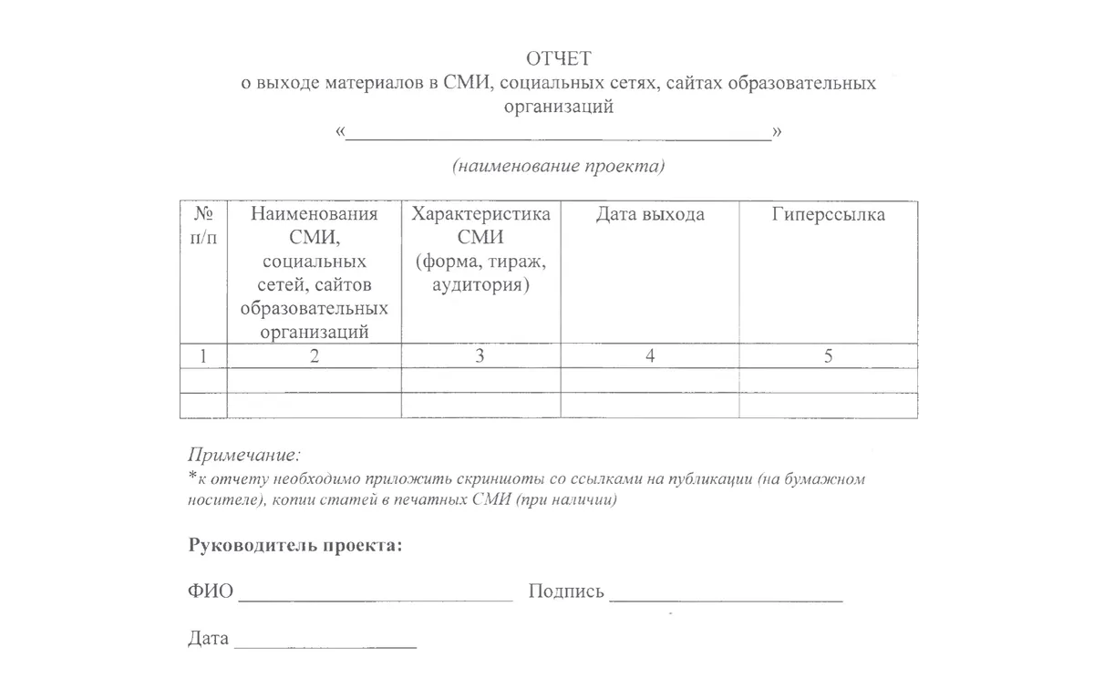 Шаблоны отчетности по гранту из соглашения. Все это можно сдавать в электронном виде, а если бы мы это печатали, то израсходовали бы невероятное количество бумаги. Например, за прошлый год у нас было больше 1500 публикаций в СМИ