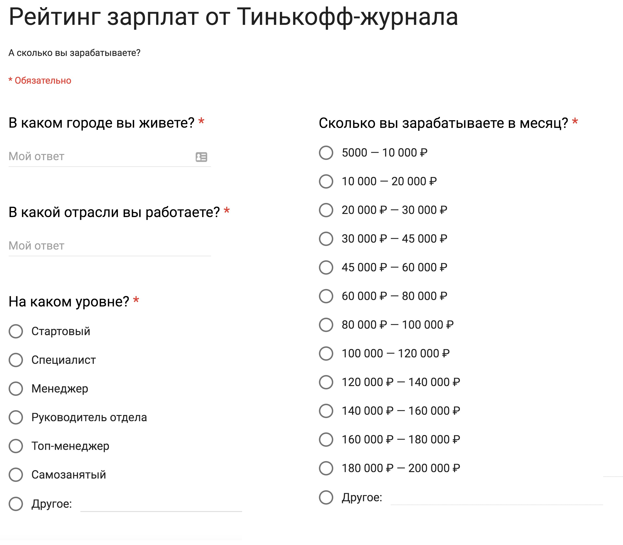 Так выглядела анкета, которую заполняли читатели