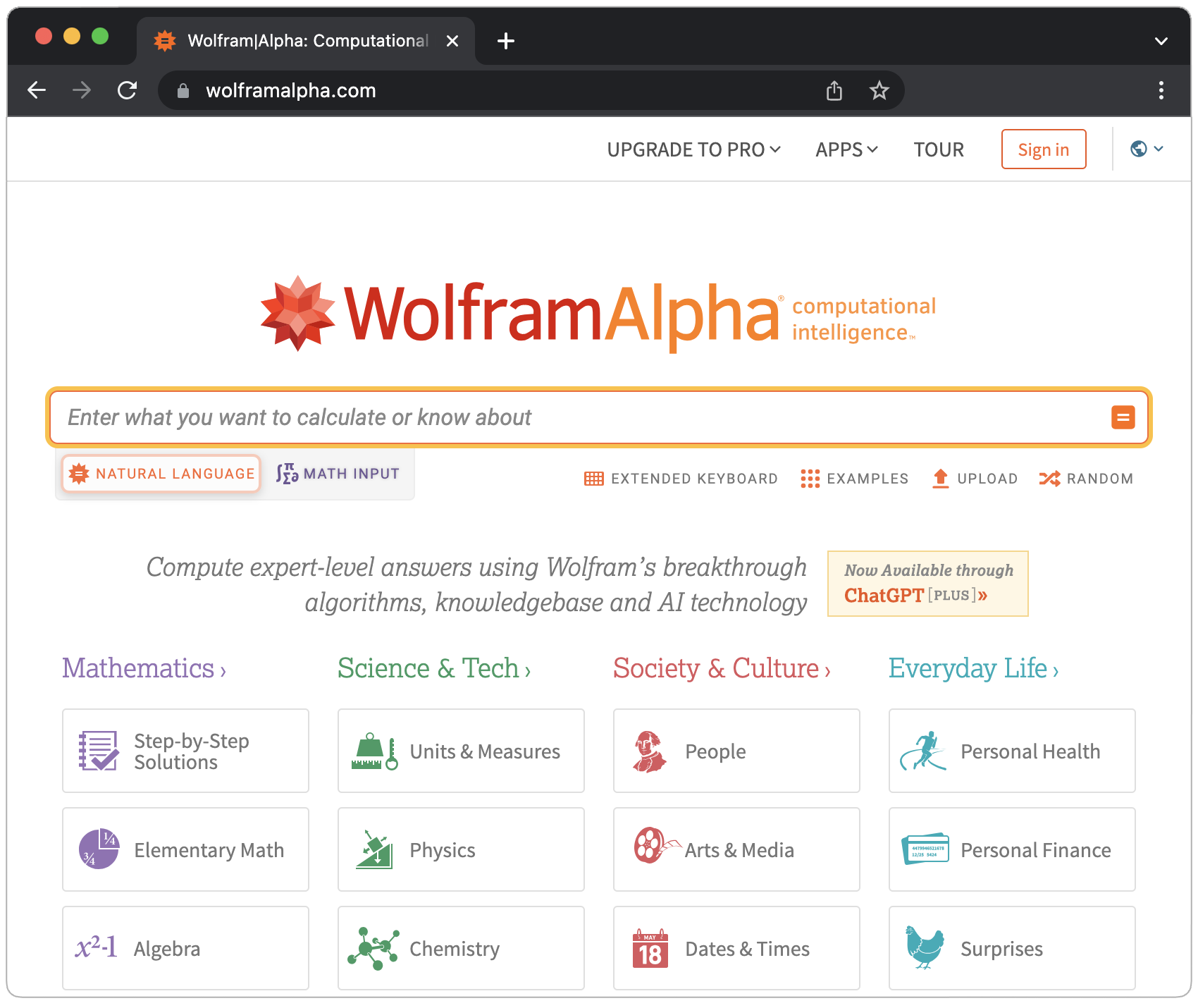 Wolfram Alpha — как будто «научный гугл»