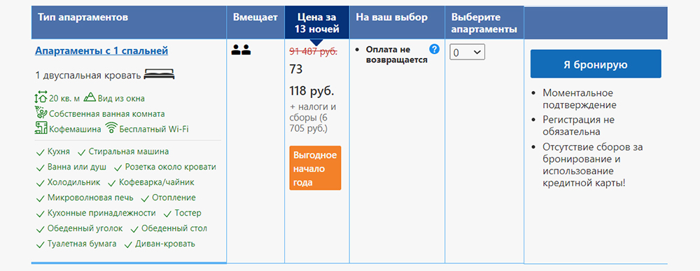 Налоги и сборы за 13 ночей в Париже — 6683 ₽. Источник: «Букинг»