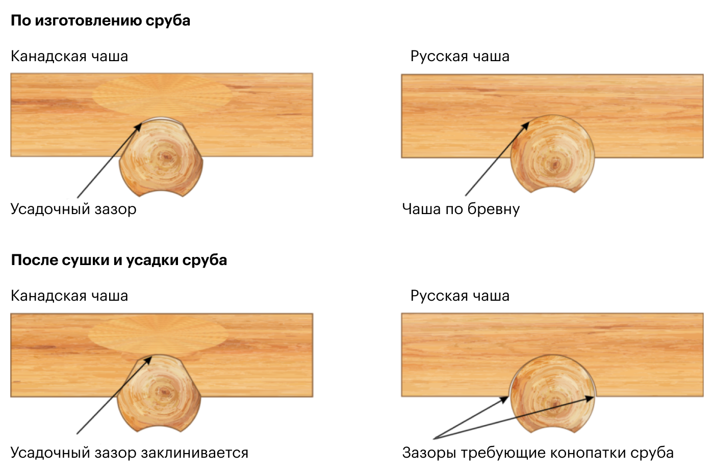 Разница между канадской и русской рубкой. Источник: smolsrubtorg.ru