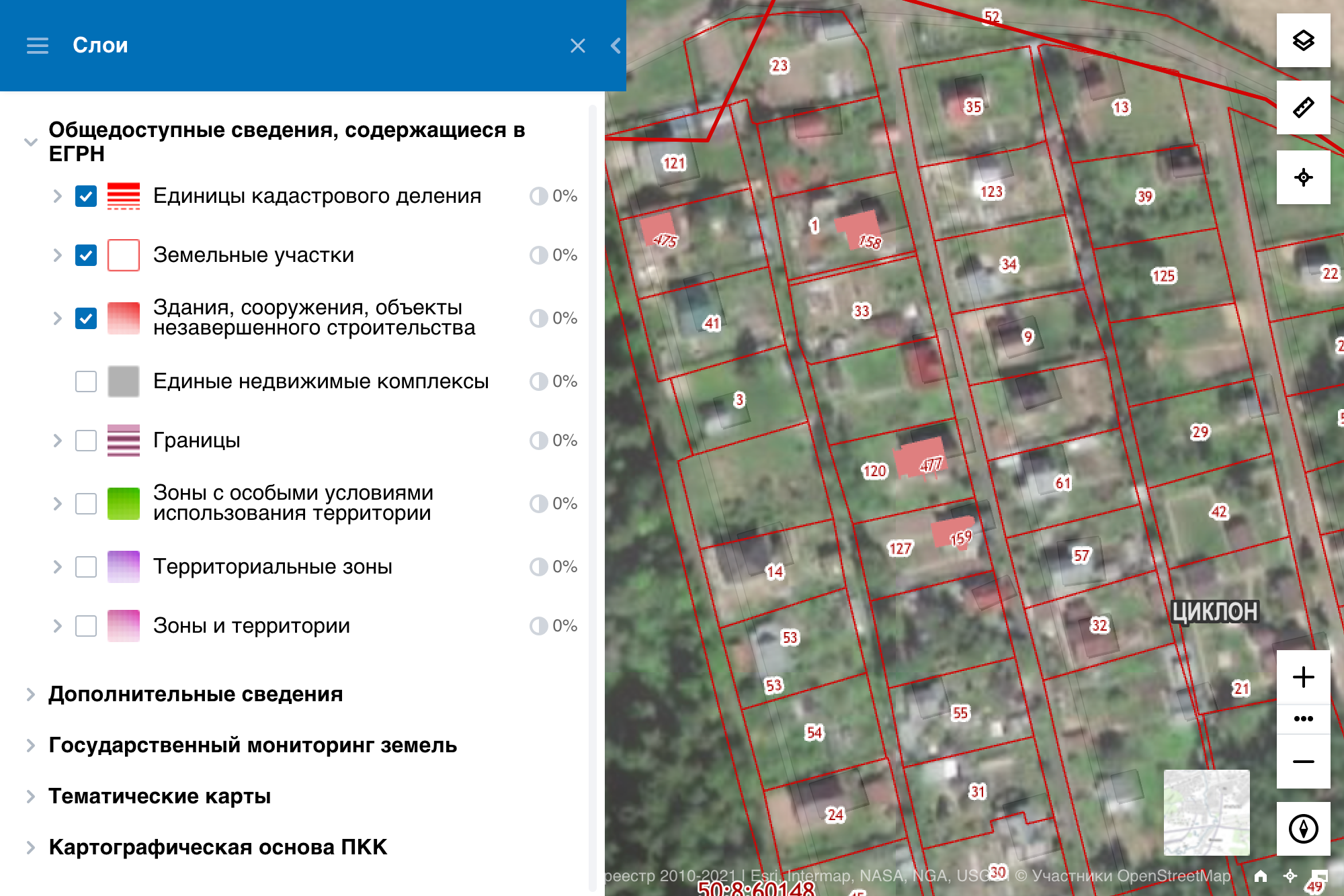 Фрагмент ПКК с верным межеванием всех земельных участков