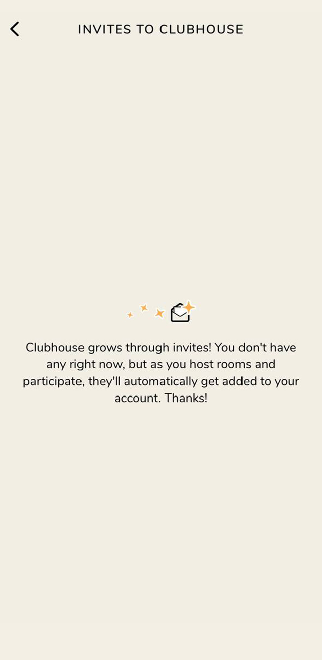Если инвайтов нет, «Клабхаус» предлагает участвовать в комнатах и создавать свои, чтобы получить новые инвайты