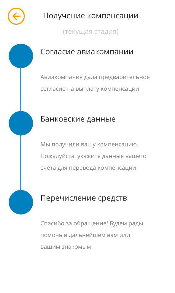 Этапы работы «Компенсэйр» можно посмотреть в личном кабинете