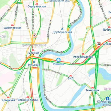 «Яндекс Карты» в 09:10. Загружено в основном ТТК