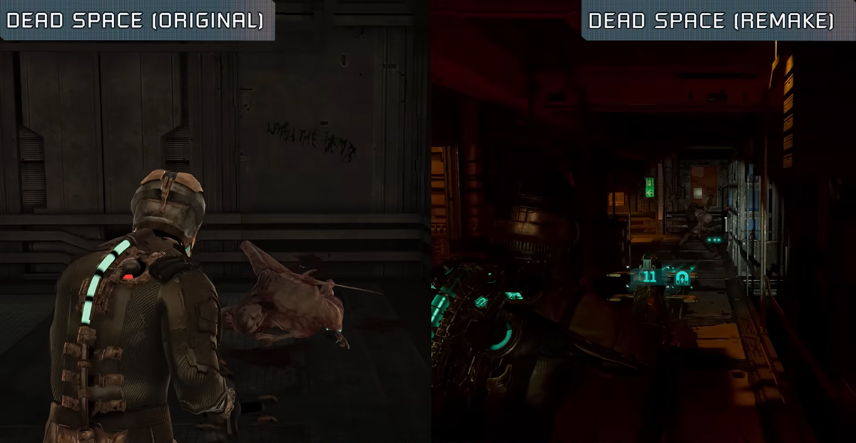 Сравнение графики оригинальной Dead Space и ремейка. Источник: ютуб⁠-⁠канал Cycu1