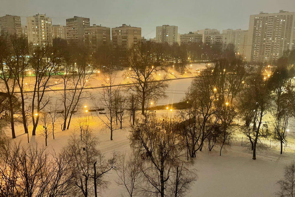 Вид из окна на морозное утро