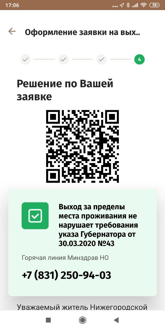 Так выглядит процесс оформления заявки на выход из дома