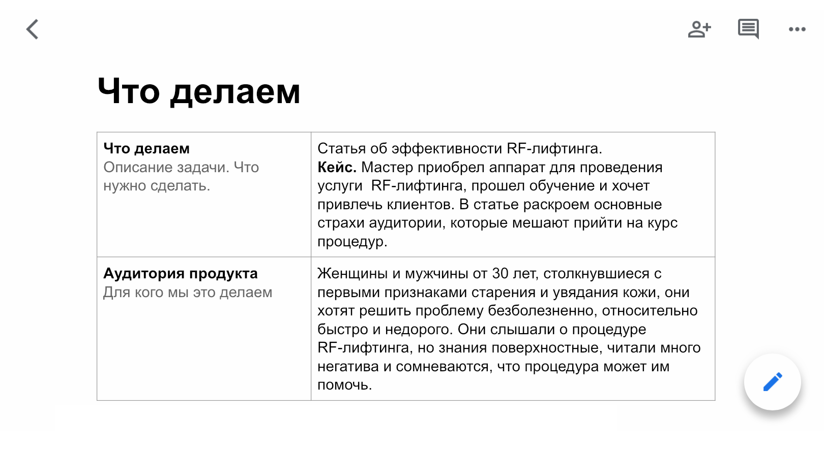 Перед тем как писать статью, обязательно составляю план с описанием целевой аудитории и структурой