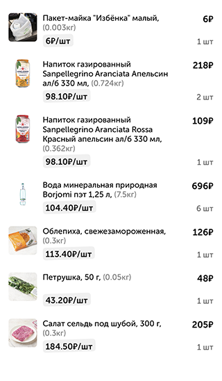 Мой заказ во «Вкусвилле»