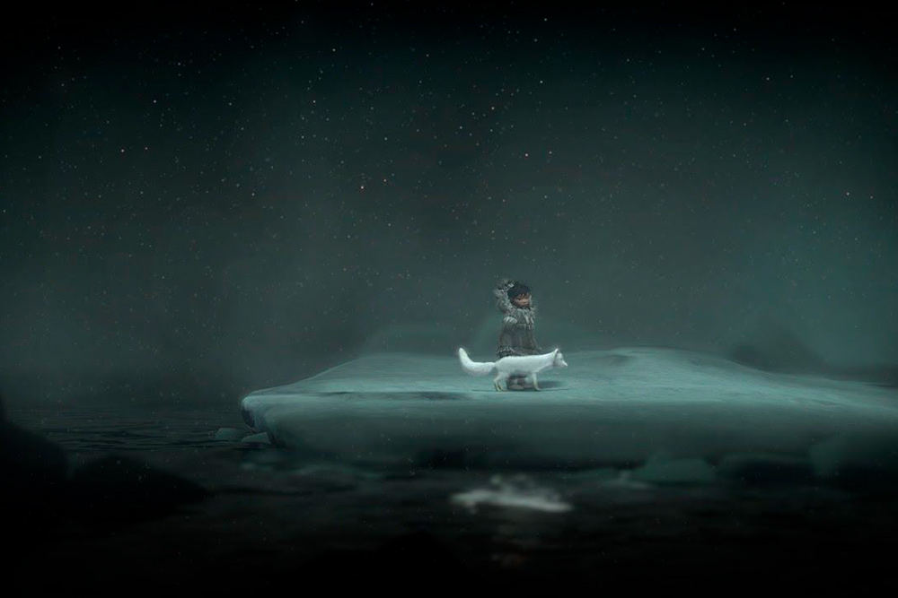 Игра Never alone — про девочку из народа инупиатов, которая живет на Крайнем Севере с ручным песцом. Очень атмосферная и красивая