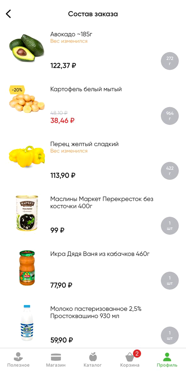 Наши продукты на неделю