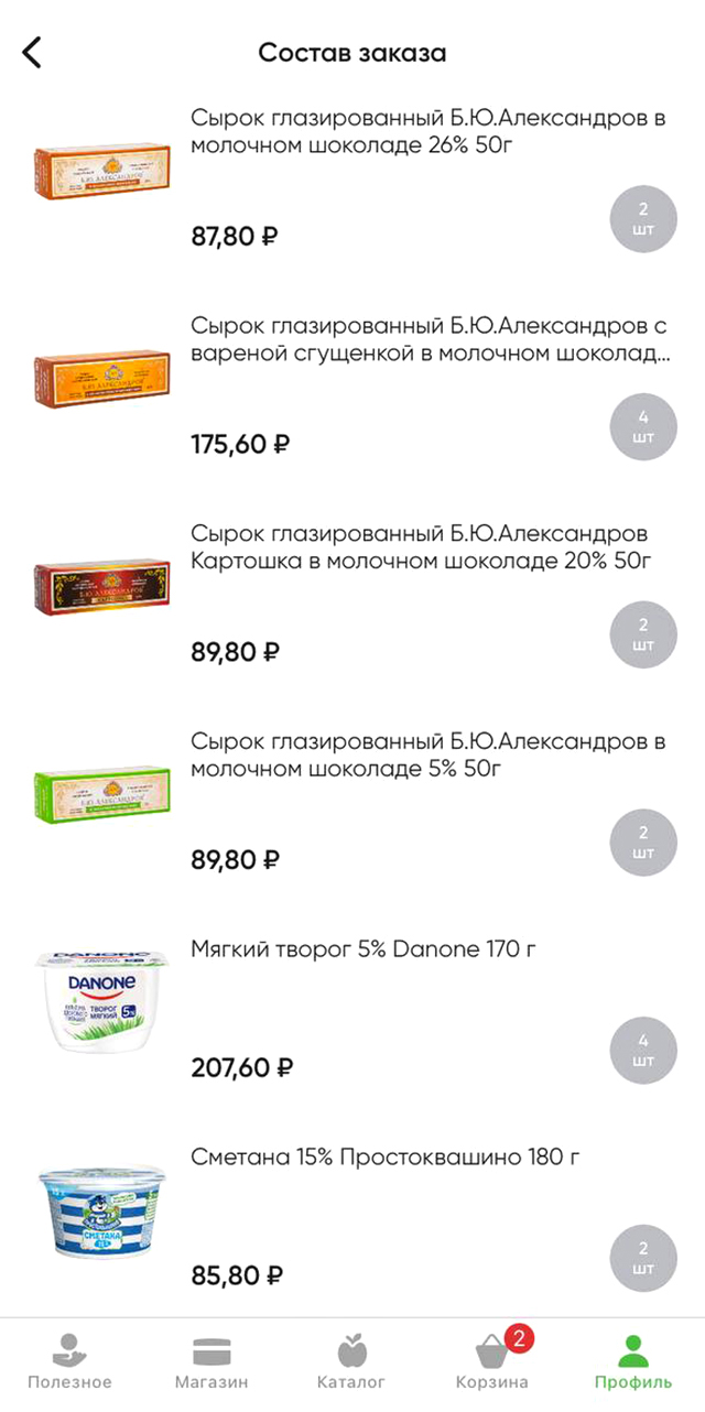 Наши продукты на неделю