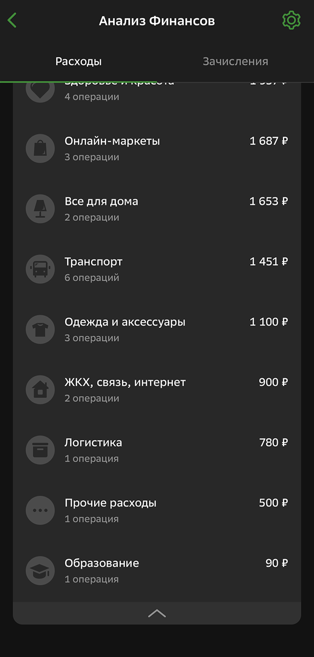 Я слежу за расходами в банковском приложении