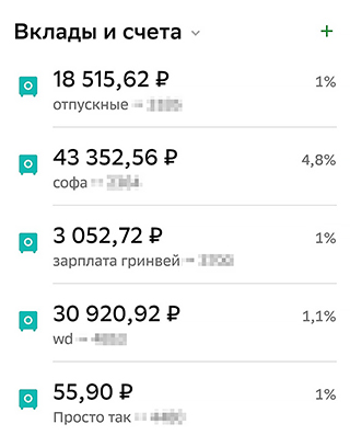 Накопительные счета на разные цели в Сбере