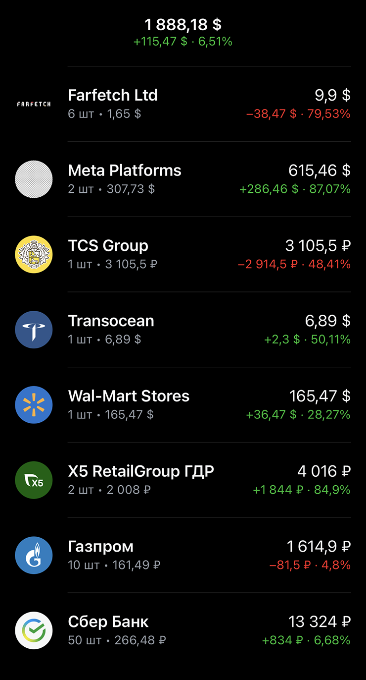 Мой портфель (компания Meta Platforms Inc., которой принадлежат «Инстаграм», «Фейсбук» и «Вотсап», считается экстремистской организацией и ее деятельность в России запрещена)