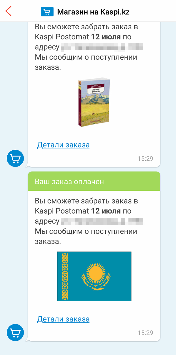 Покупки на местном маркетплейсе. Выбрала книгу «Первый учитель»