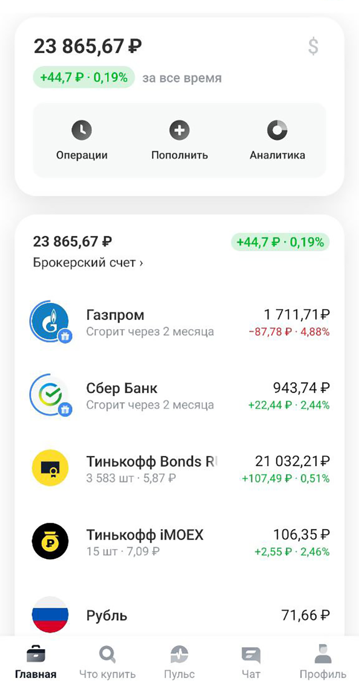 Мой брокерский счет. Акции «Газпрома» и Сбера взяла по специальному предложению Т⁠-⁠Банк, смогу продать через полмесяца