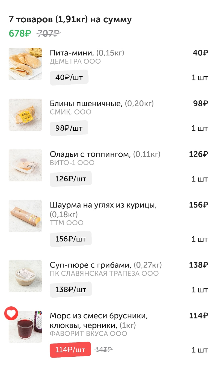 Дозаказал продукты по просьбе А.