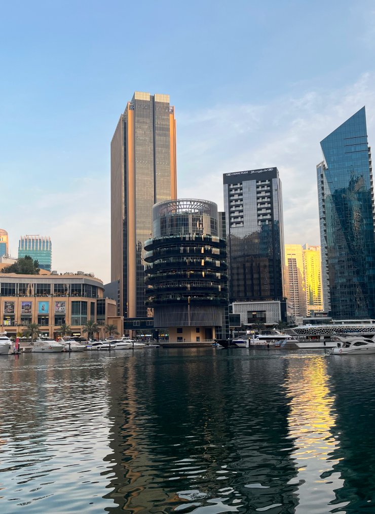 Dubai Marina Bay и наша водная маршрутка