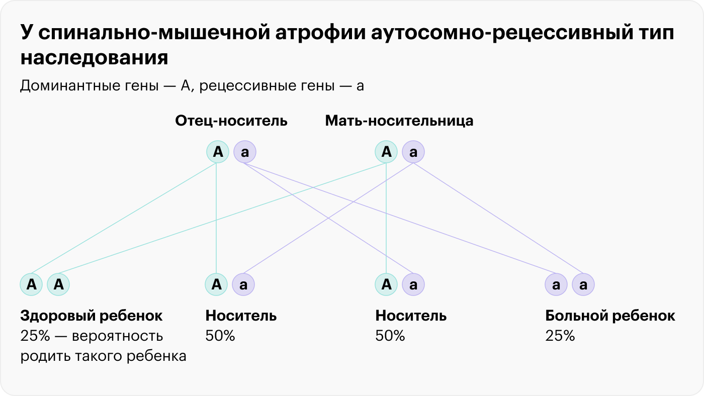 Если у обоих родителей есть мутантный ген, но сами они здоровы, то риск родить больного ребенка составляет 25%