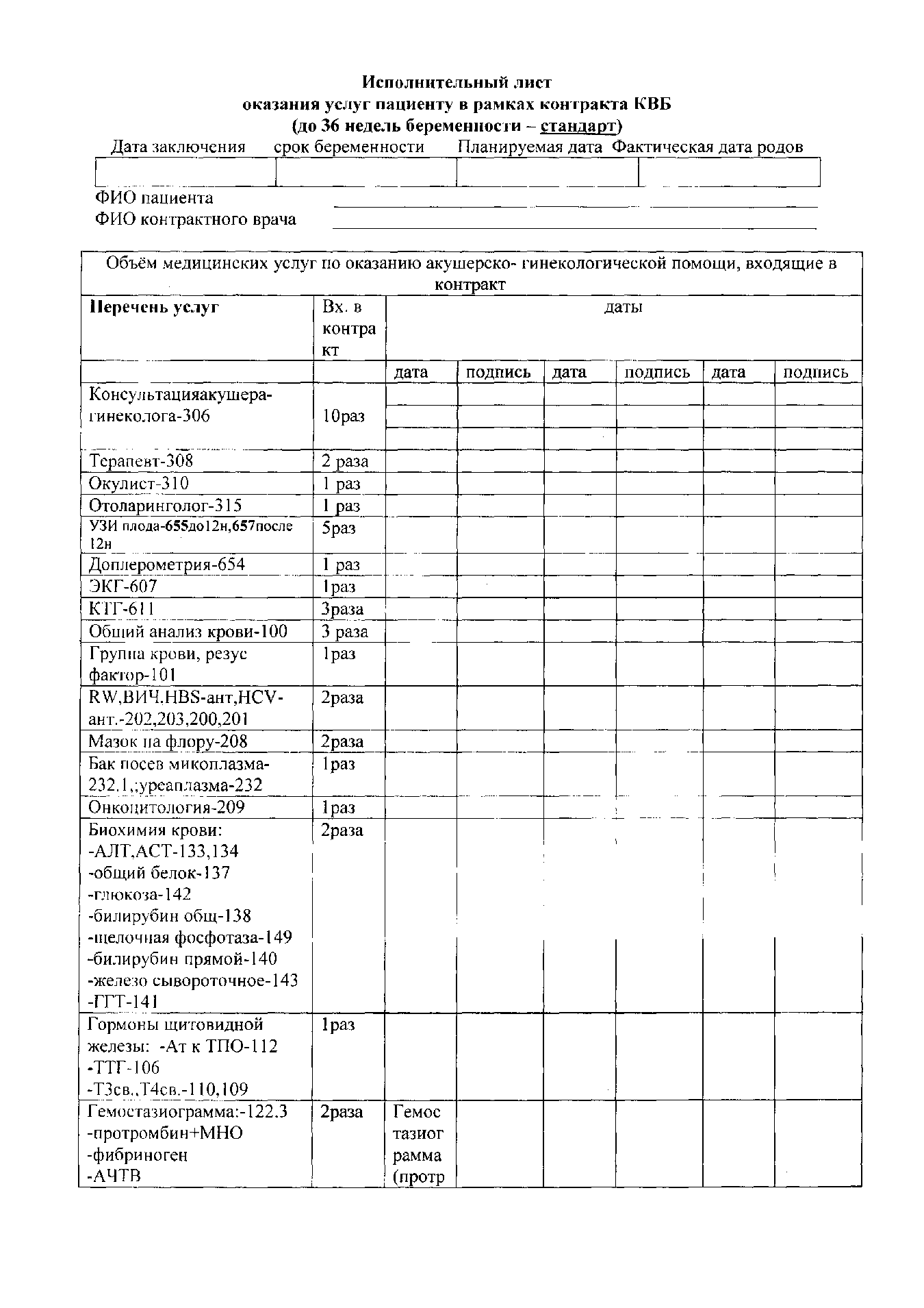 Это исполнительный лист. Я ленилась носить его на приемы и фиксировать, какие процедуры я прошла. Когда срок контракта истек, доказать, что я что-то не прошла, было уже невозможно