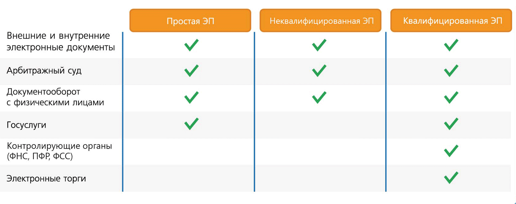 Универсальный вариант — квалифицированная подпись. Именно ее наличие в первую очередь проверяют в государственных органах