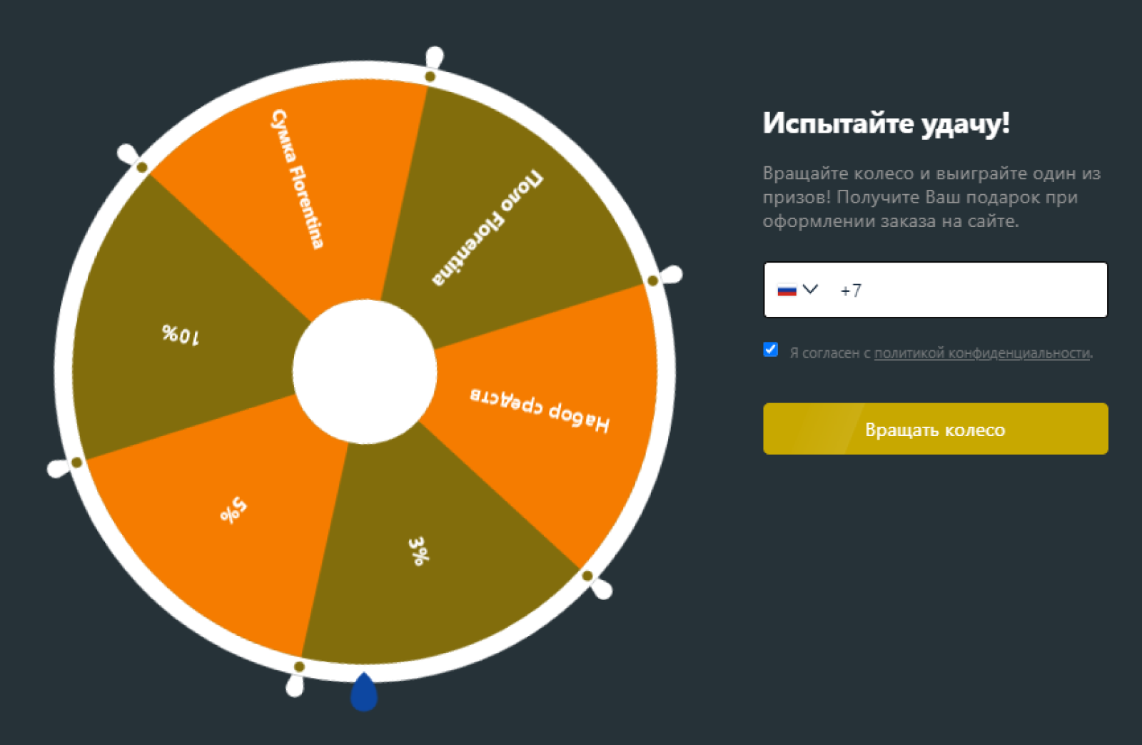 Когда покупал кухонную раковину онлайн, продавец на сайте проводил розыгрыш подарков: крутишь рулетку и получаешь бонус. Мне выпал мерч — фирменная сумка. Пришлось попросить жену покрутить колесо еще раз. Источник: florcom.ru