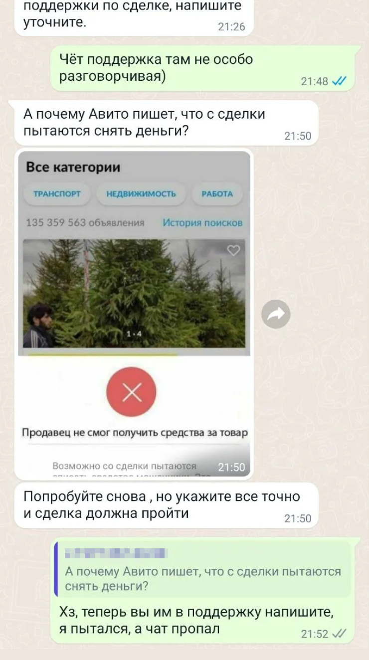 Ссылка, которую в переписке прислал псевдопокупатель, ведет не на «Авито», а на фишинговый сайт. Это однозначный сигнал, что перед нами мошенник