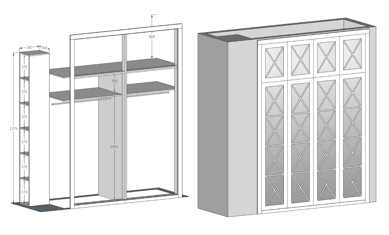 Такой эскиз шкафа нам прислали с фабрики мебели