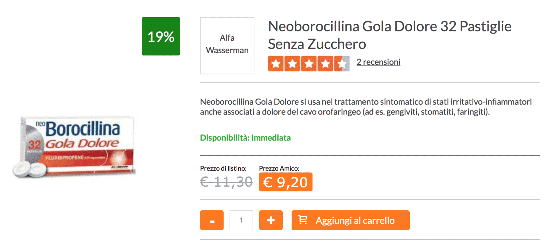 32 пастилки от боли в горле — 9,2 €