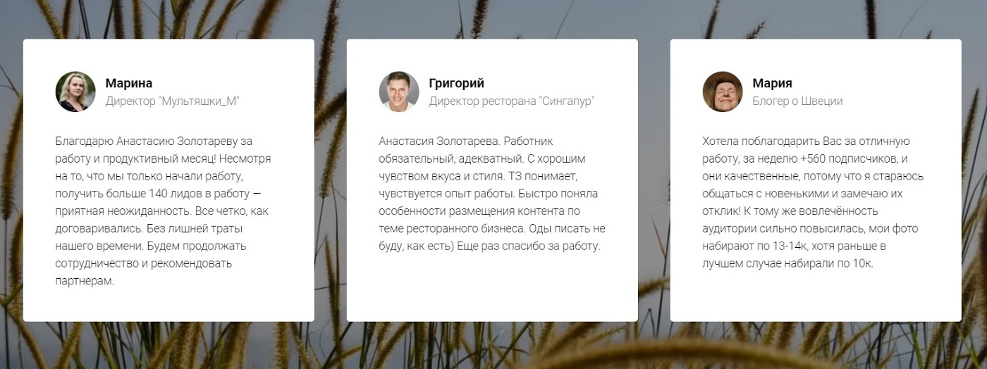 Также на сайте Pro⁠-⁠SMM были отзывы клиентов. Компания «Мультяшки М» не вымышленная, действительно существует интернет-магазин с таким названием, но я не верю, что эти отзывы настоящие: написать можно что угодно