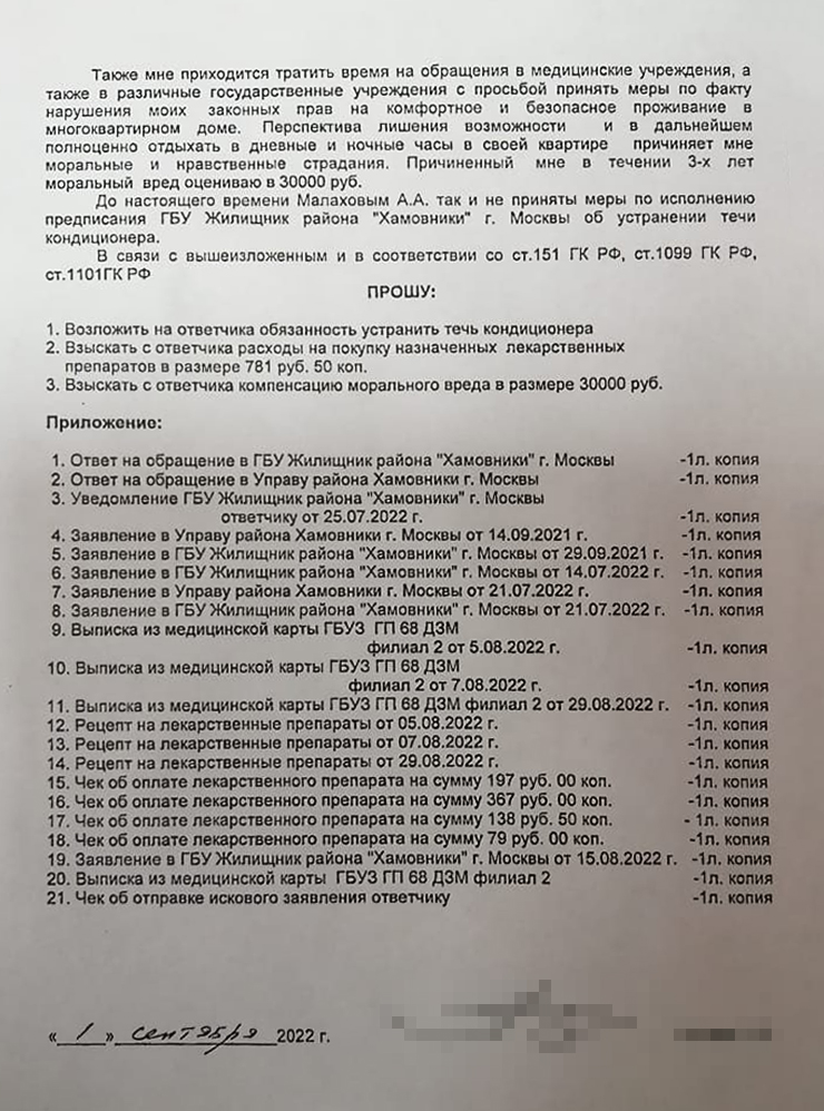 С исковым заявлением я смог ознакомиться только в суде. Оказалось, что П. якобы много лет жаловался на меня в «Жилищник» и даже в управу района