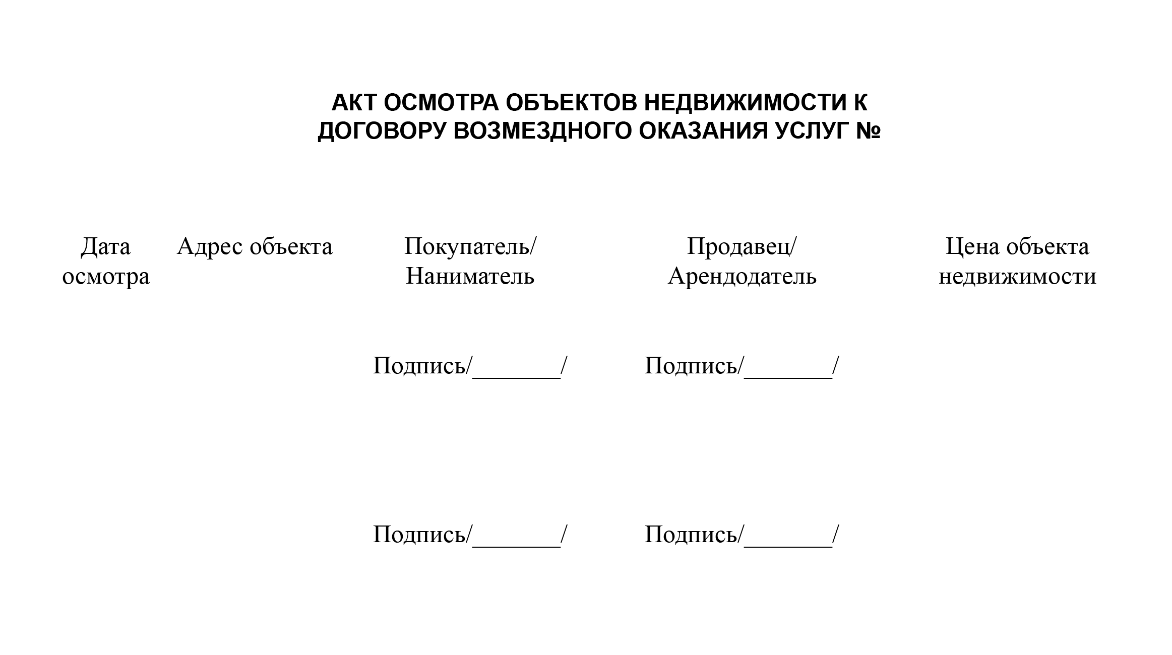 В акте осмотра указывают, какие объекты были показаны клиенту