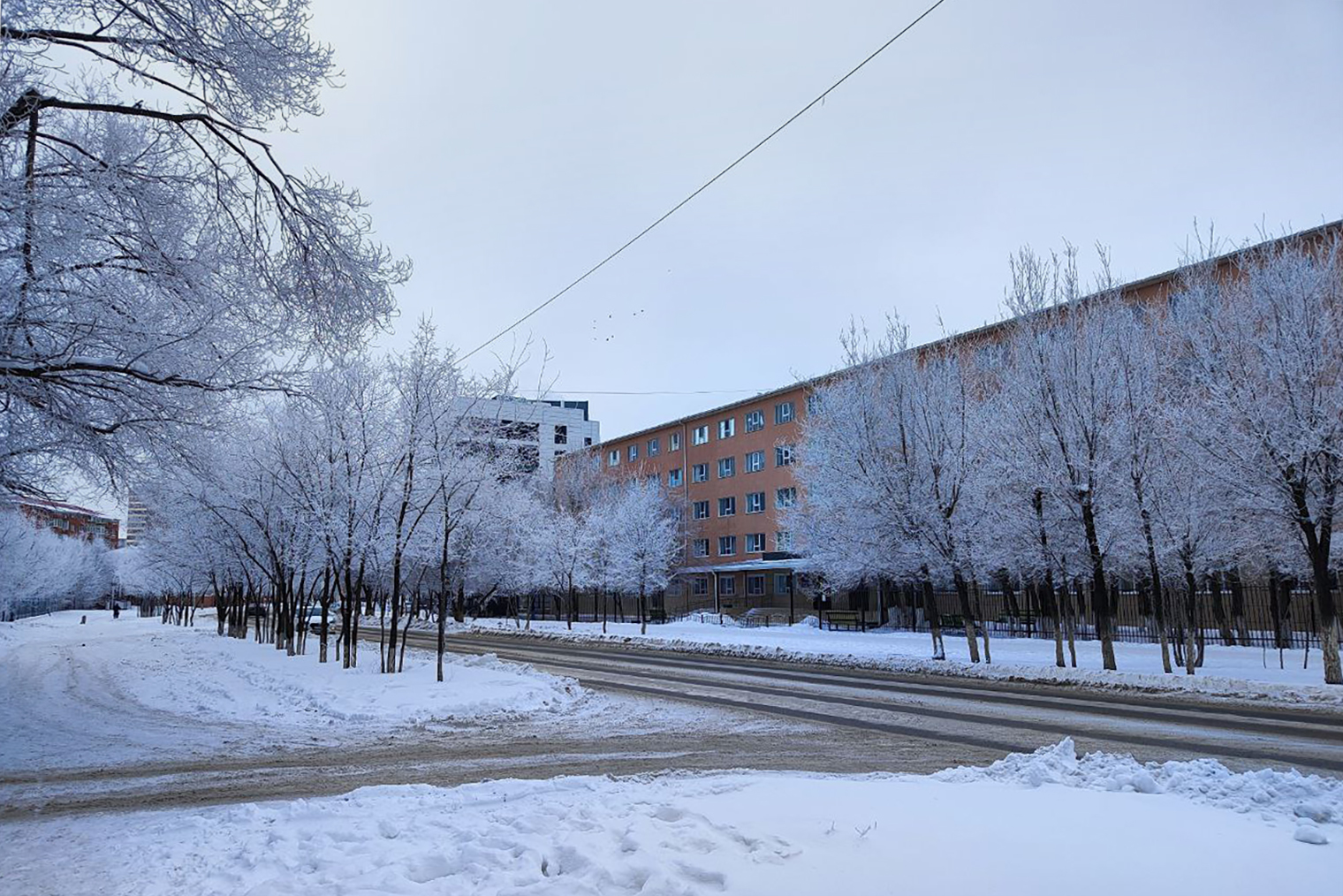 Снег в Атырау в феврале