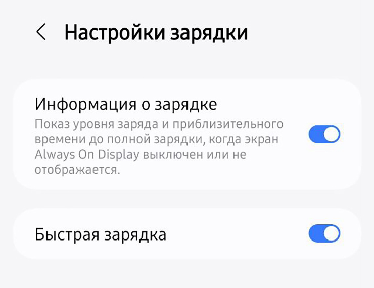 Тумблер, который нужно включить, чтобы заработала быстрая зарядка